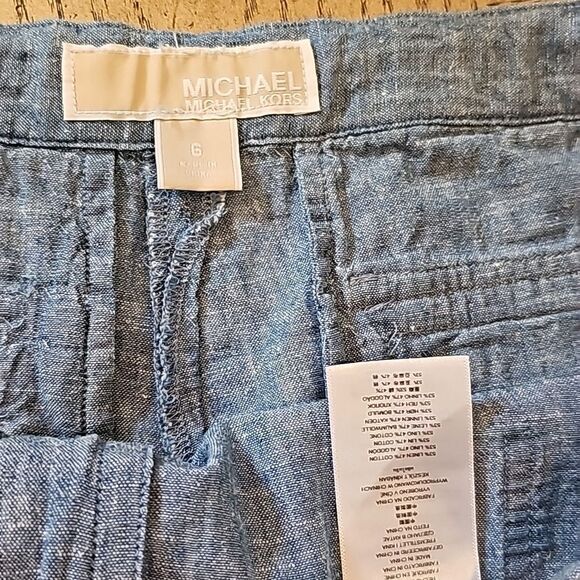 Denim linen Michael Kors shorts size 6 adjustable waist - Picture 5 of 10